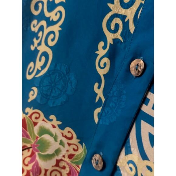 Citron Santa Monica Bouquet Clusters Silk Blouse XL - Picture 7 of 11